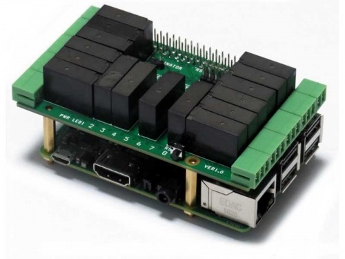Sixteen Relays 8-Layer Stackable HAT for Raspberry Pi